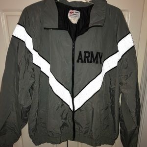Vintage Army Windbreaker with Reflective Stripe